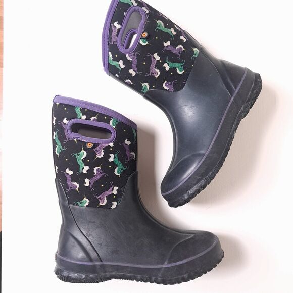 Bogs Kids Classic -30 Degree Insulated Unicorn Black Waterproof Boots Youth 5 38 - Picture 10 of 14